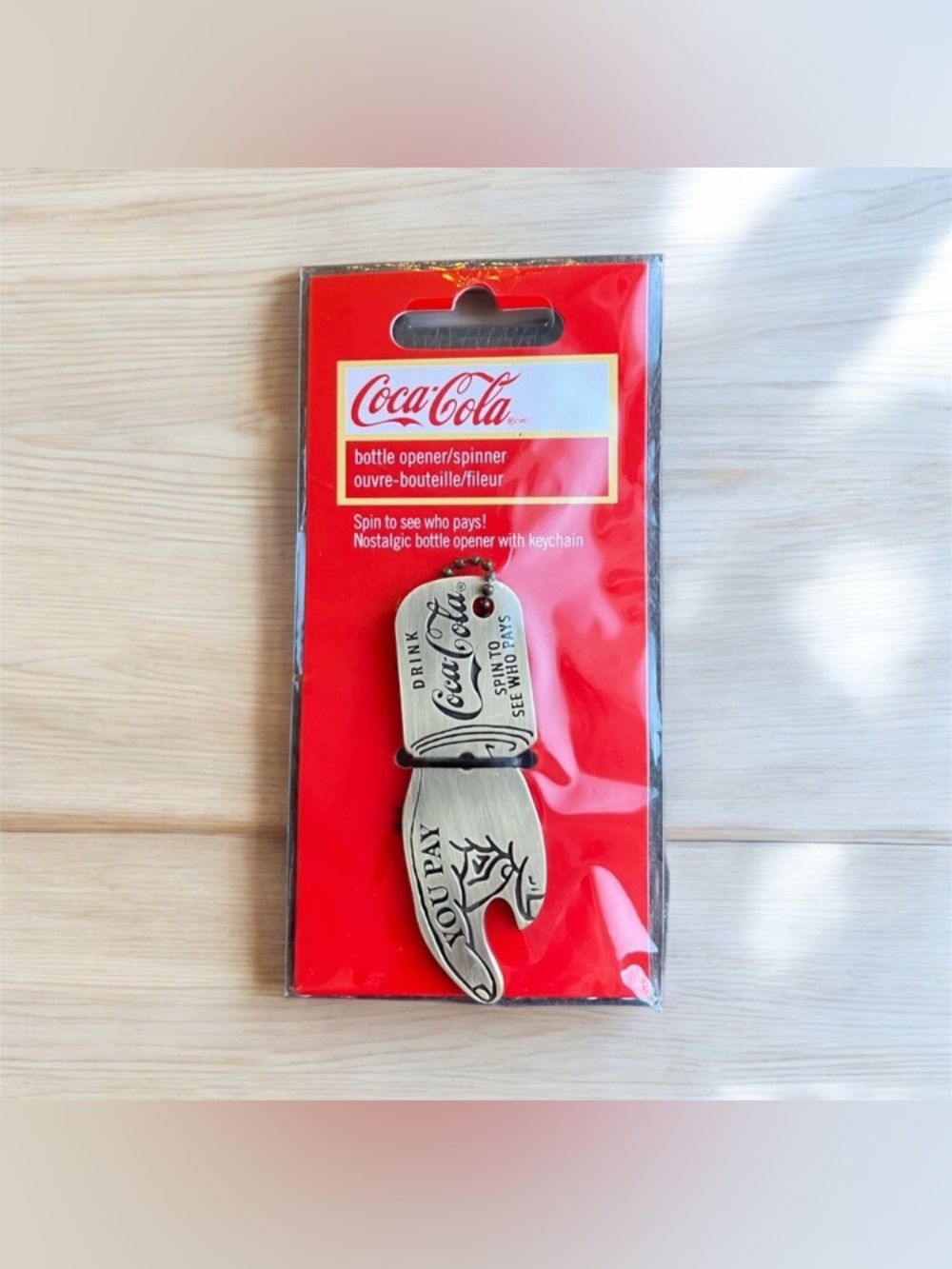 NEW Nostalgic Coca-Cola Bottle Opener Spinner with Keychain Brass Finish